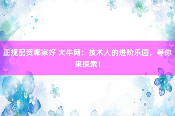 正规配资哪家好 大牛网：技术人的进阶乐园，等你来探索！