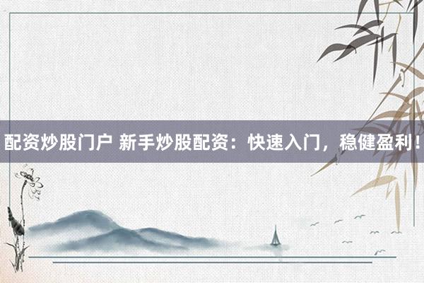 配资炒股门户 新手炒股配资：快速入门，稳健盈利！