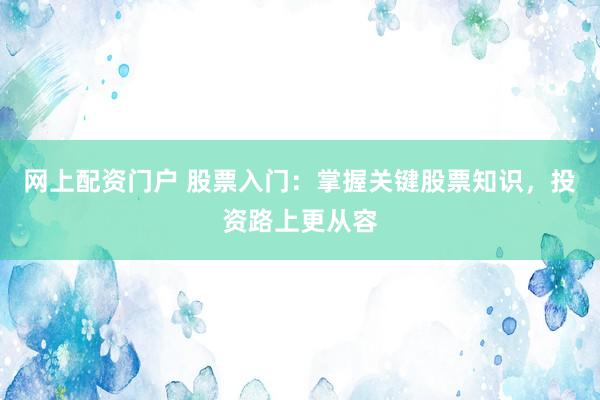网上配资门户 股票入门：掌握关键股票知识，投资路上更从容