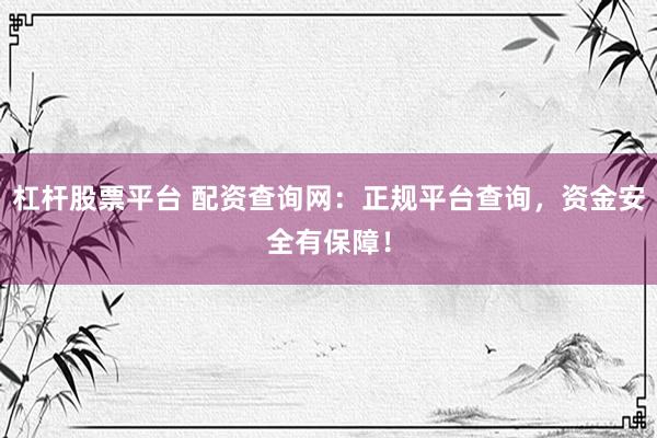 杠杆股票平台 配资查询网：正规平台查询，资金安全有保障！