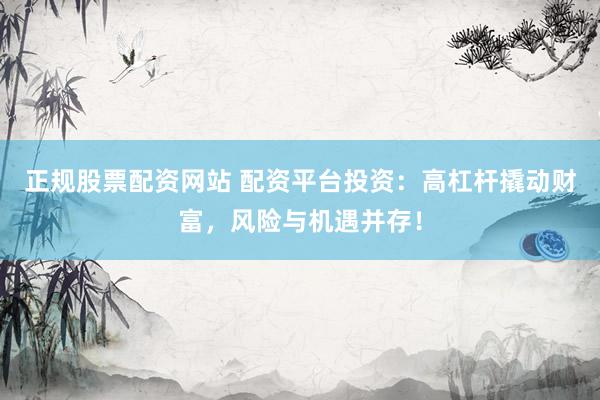 正规股票配资网站 配资平台投资：高杠杆撬动财富，风险与机遇并存！