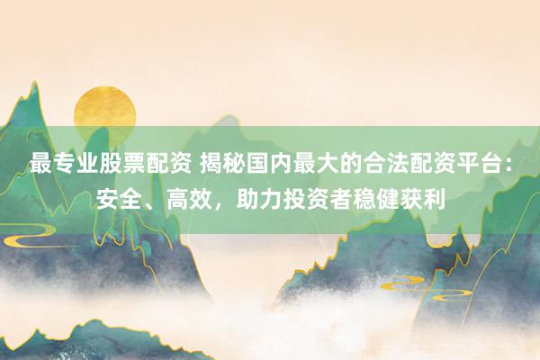最专业股票配资 揭秘国内最大的合法配资平台：安全、高效，助力投资者稳健获利