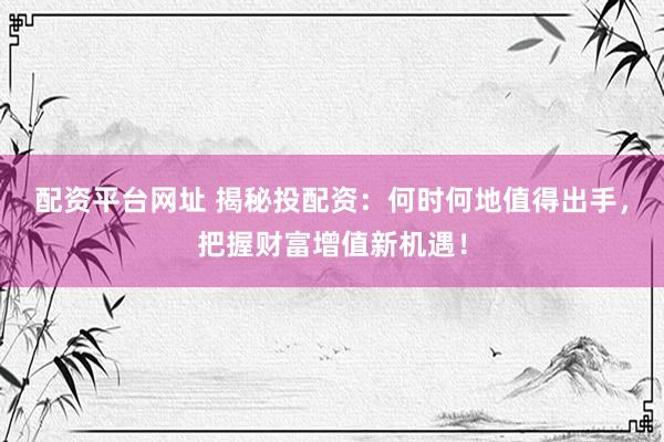 配资平台网址 揭秘投配资：何时何地值得出手，把握财富增值新机遇！