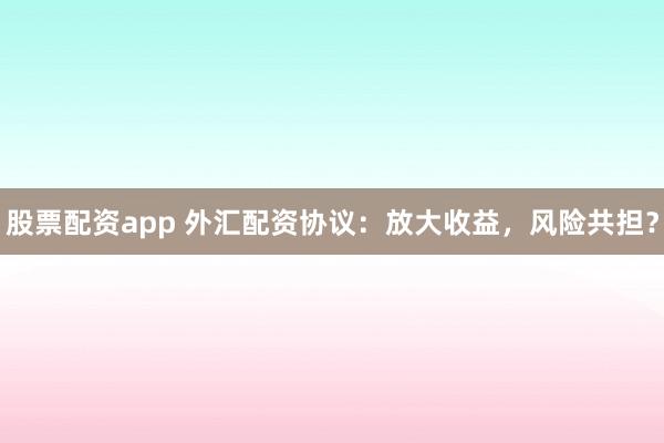 股票配资app 外汇配资协议：放大收益，风险共担？