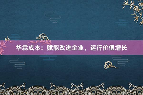 华霖成本：赋能改进企业，运行价值增长
