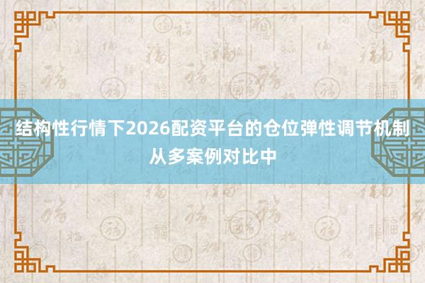 结构性行情下2026配资平台的仓位弹性调节机制从多案例对比中