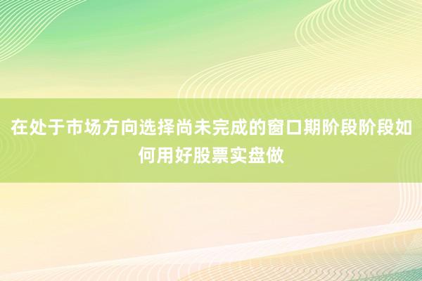 在处于市场方向选择尚未完成的窗口期阶段阶段如何用好股票实盘做