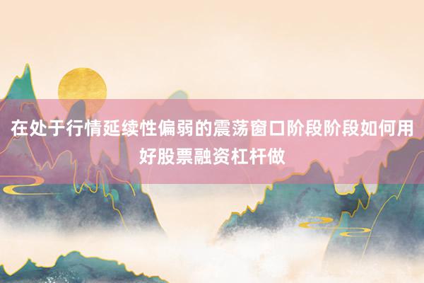 在处于行情延续性偏弱的震荡窗口阶段阶段如何用好股票融资杠杆做