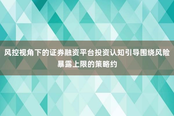 风控视角下的证券融资平台投资认知引导围绕风险暴露上限的策略约