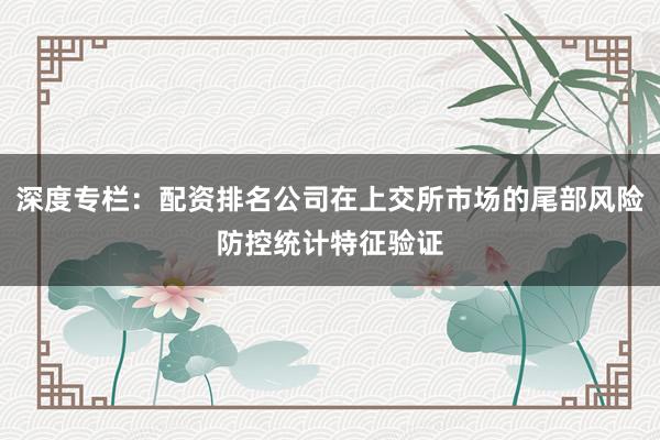 深度专栏：配资排名公司在上交所市场的尾部风险防控统计特征验证