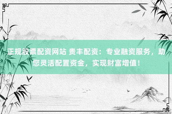 正规股票配资网站 贵丰配资：专业融资服务，助您灵活配置资金，实现财富增值！