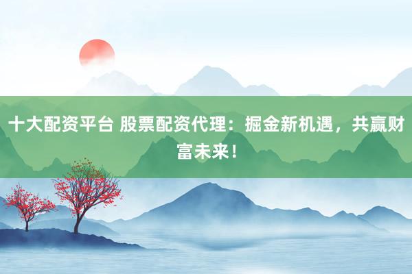 十大配资平台 股票配资代理：掘金新机遇，共赢财富未来！